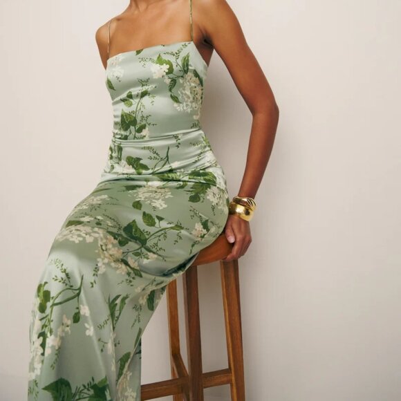 Reformation Frankie Silk Dress | Tea Garden | Silk | SALE| NEW | size 6 - Picture 1 of 7